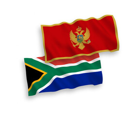 Flags of Montenegro and Republic of South Africa on a white background