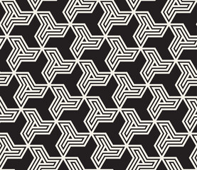 Vector seamless pattern. Repeating abstract geometric elements. Stylish monochrome background design.