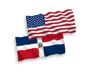 Flags of Dominican Republic and America on a white background