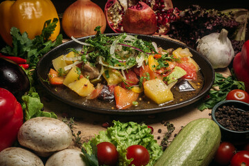 vegetables in a pan