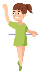 Dance school classes semi flat RGB color vector illustration. Posing figure. After school activity. Little girl practicing ballet dancing isolated cartoon character on white background