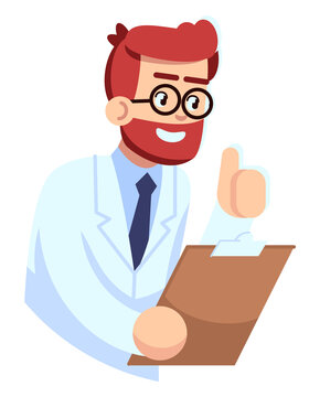 Improving system performance semi flat RGB color vector illustration. Smiling figure. Robotics courses for beginners. Computer scientist raising thumb up isolated cartoon character on white background