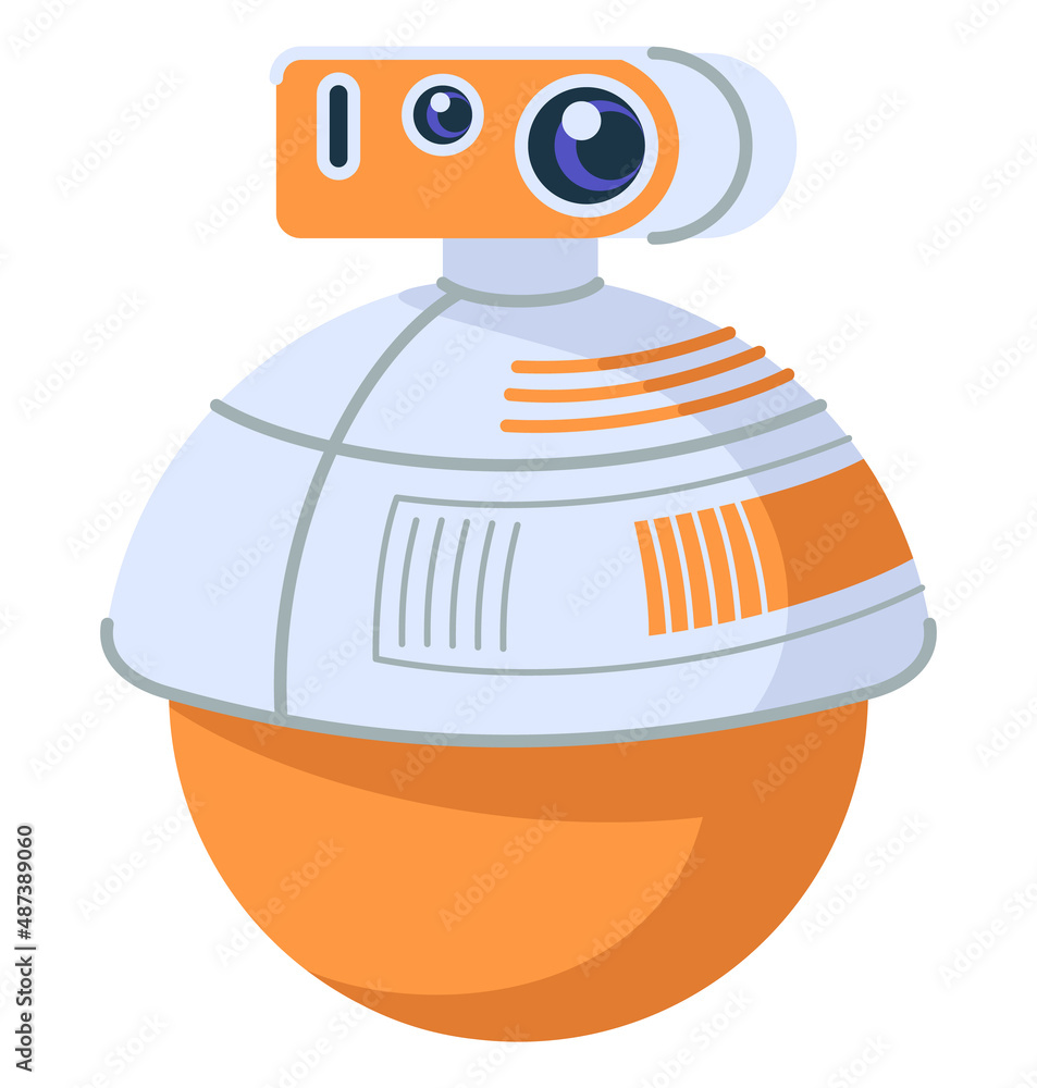 Poster technology for capturing images and videos semi flat rgb color vector illustration. robot design and