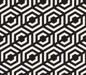 Vector seamless pattern. Repeating abstract geometric elements. Stylish monochrome background design.