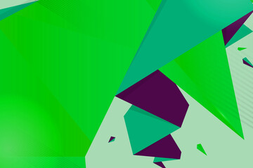 abstract light green and dark purple geometric various shape and leaves modern polygonal pattern with triangle art texture.