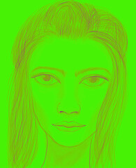 Portrait of a girl on a green background