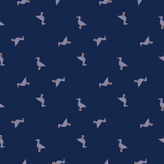 Seagulls standing seamless pattern. Background of sea birds.