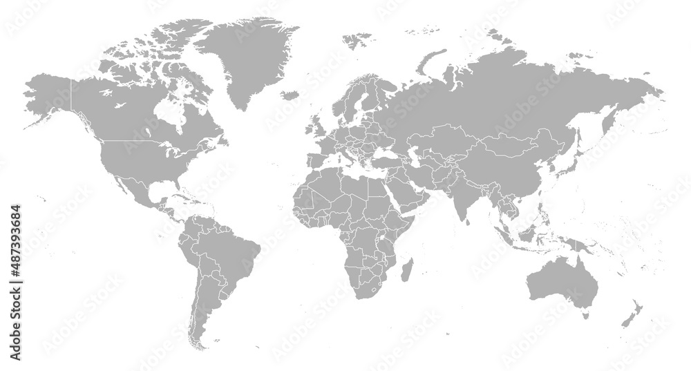 Sticker detailed world map with borders of states. isolated world map. isolated on white background. vector 