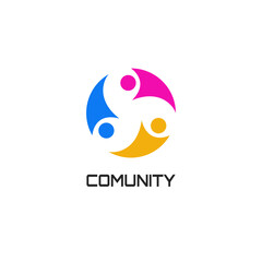 three people circular excited logo design