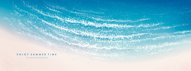 Vector beautiful realistic top view illustration of sandy summer beach