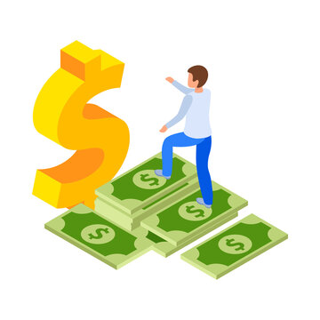 Cash Investment Isometric Composition