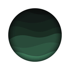 Round icon with turquoise waves 