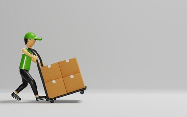 3d cartoon delivery service courier