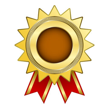 gold reward medal realistic isolated white background