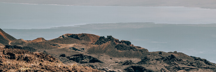 Volcanic landscape on Volcano Chico, Isla Isabela in the Galapagos Islands, Ecuador