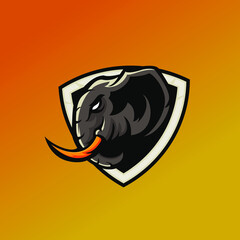elephant head mascot gaming logo vector