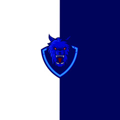 wolf head blue mascot gaming esports  