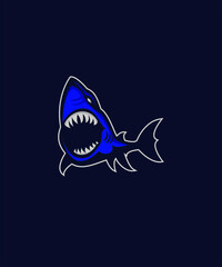 blue shark angry logo mascot esports gaming vector