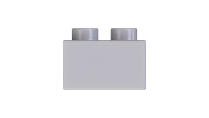 8K Ultra HD Side View of Grey Plastic blocks Toy Brick Isolated on a White Background. Children Building Block. High Quality 3D Rendering with a Work Path, 7680x4320