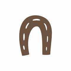 horseshoe in flat hand drawn style. horse luck. vector illustration isolated on white background