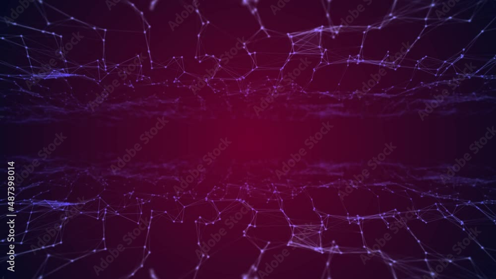 Poster animated neon background frame. texture moving plexus lines and dots, glowing stars. lightning grid 