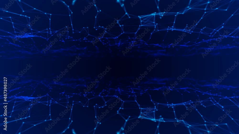 Poster animated neon background frame. texture moving plexus lines and dots, glowing stars. lightning grid 