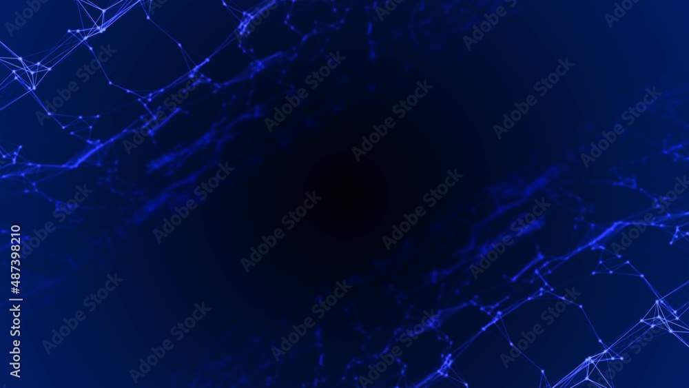 Poster animated neon background frame. texture moving plexus lines and dots, glowing stars. lightning grid 