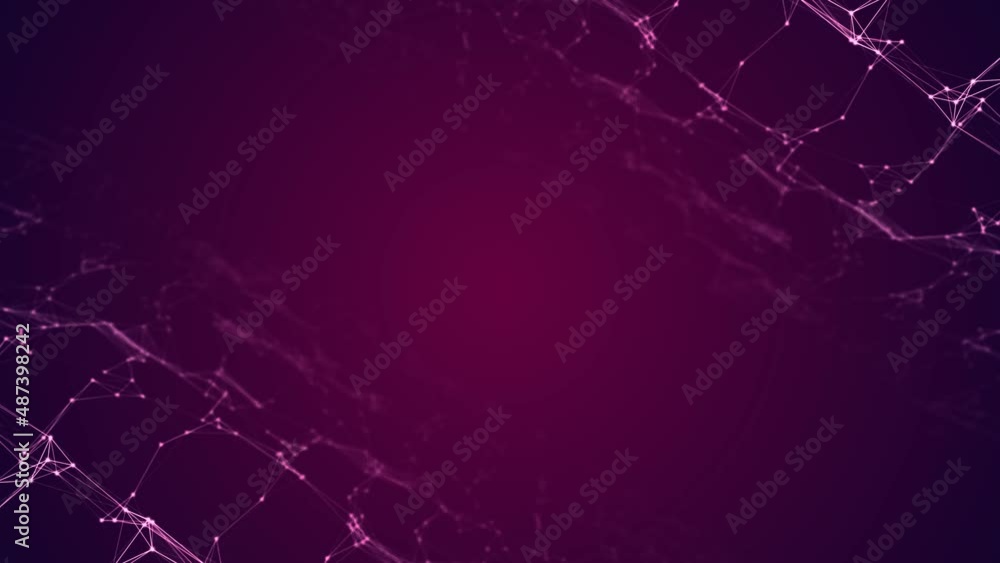Poster animated neon background frame. texture moving plexus lines and dots, glowing stars. lightning grid 