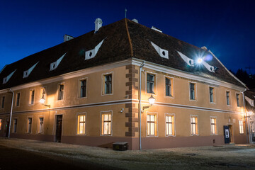 Fototapeta premium Histrorical house in Brasov, near the Black Church, Transilvania, Romania
