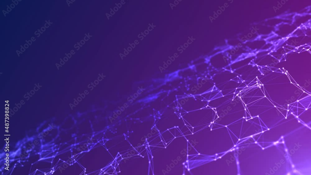 Poster animated neon background frame. texture moving plexus lines and dots, glowing stars. lightning grid 