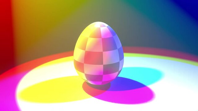 Easter egg chess in light on black background. 3d render animation. 4k