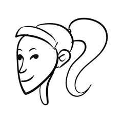 Cute cartoon face of a human. Freehand line drawing vector illustration isolated on white background. EPS 10