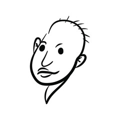 Cute cartoon face of a human. Freehand line drawing vector illustration isolated on white background. EPS 10