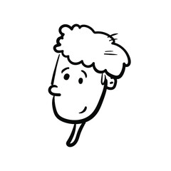 Cute cartoon face of a human. Freehand line drawing vector illustration isolated on white background. EPS 10