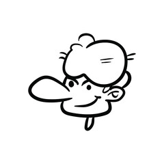 Cute cartoon face of a human. Freehand line drawing vector illustration isolated on white background. EPS 10