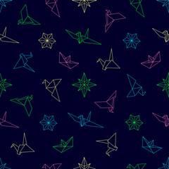 Obraz premium seamless pattern with origami 