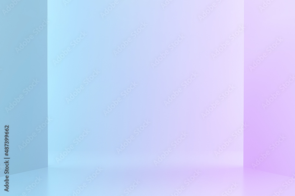 Aufkleber gradient holographic room studio background with light slide. product presentation display.