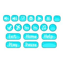 Set of different blue button for game or website