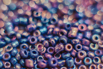 colored purple beads close up