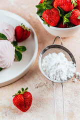 fruit marshmallow on a light background with berries