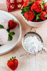 fruit marshmallow on a light background with berries