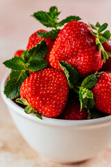 fresh strawberries in a bowl close-up