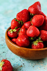 fresh strawberries in a bowl close-up