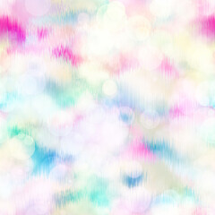 Seamless pale pastel tie dye bokeh texture. Soft tone on tone summer repeat background with washed out sun bleached ink dyed effect. 