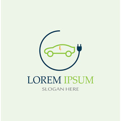 eco car and electric green car technology,icon logo vector design template.