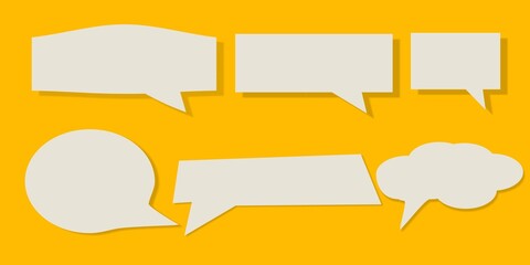 Speech bubbles on a bright yellow background. A place for text, letters or products.