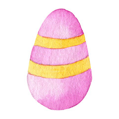 Watercolor illustration of a pink Easter egg 
