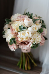 elegant wedding bouquet of fresh natural flowers