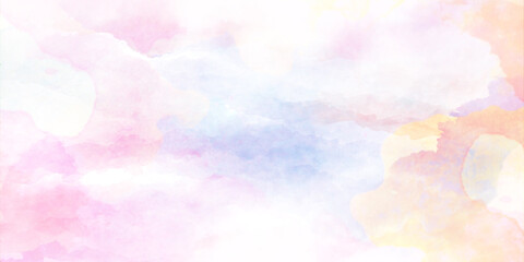 watercolor background texture with watercolor splashes and space,Colorful cloudy bright painted watercolor background with watercolor effect,colorful watercolor background with various light colors.