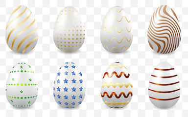 Set of Easter eggs collection without background.Vector illustration
